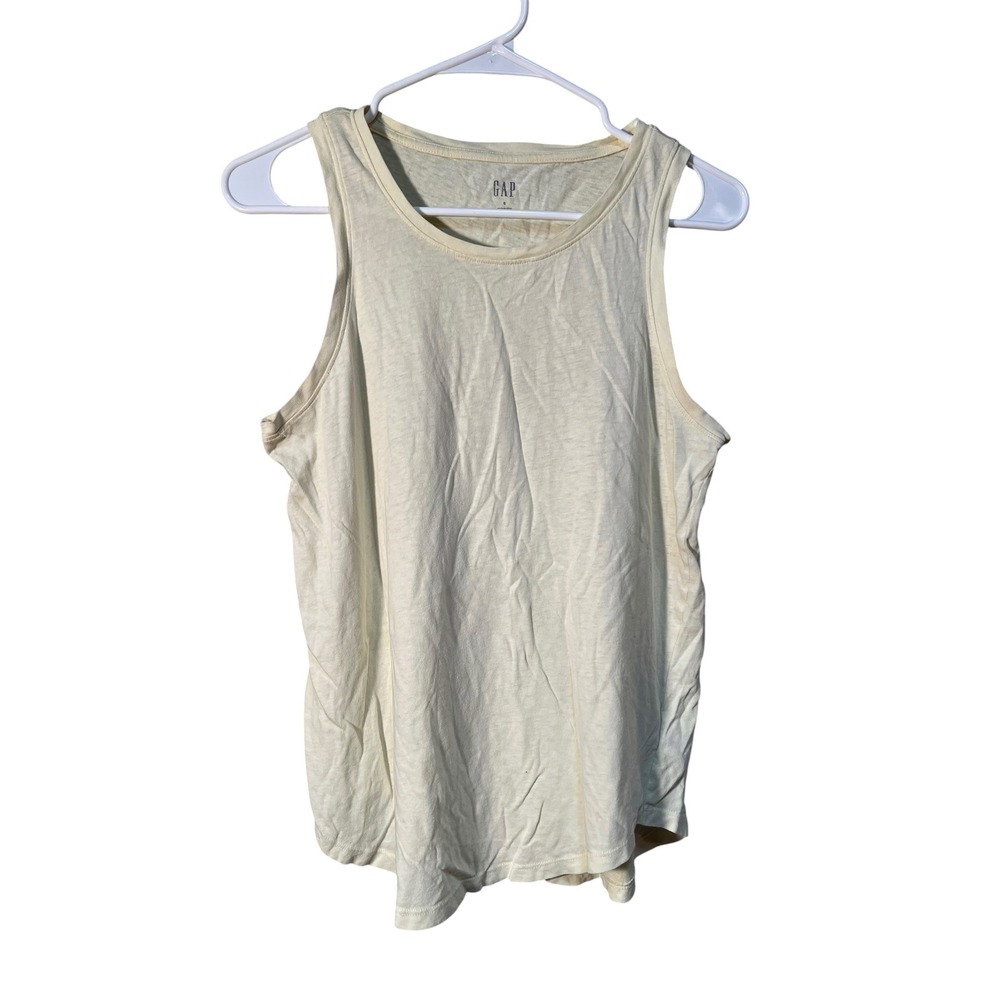 Gap Women's Sz Small Tank Top Crewneck Soft Pale Butter Yellow Semi-Sheer Cotton